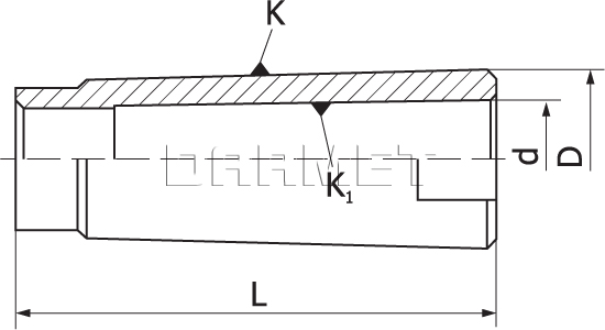 Through-through reduction sleeve MS6/MS3 with a chamfer without a fin (DM-166)