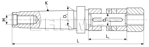 Milling arbor for Morse MS4 ball cutters - 16MM - dimensions