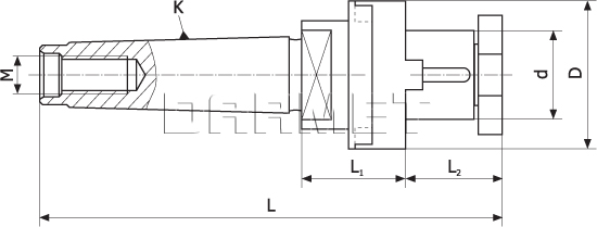 Universal milling arbor for milling cutters with Morse drive slot (DM-234)