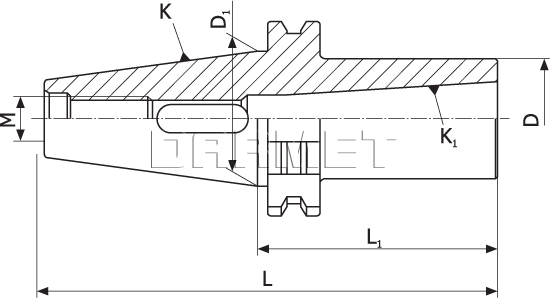 DIN40 - Morse MS1 reduction sleeve with fin (DM-388)