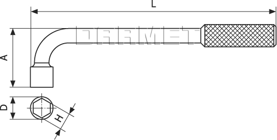 Socket wrench for vices 36 mm - technical drawing