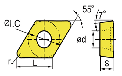 DCMT turning insert 070204 dimensions