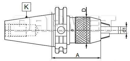 Arm DIN69871 with drill chuck