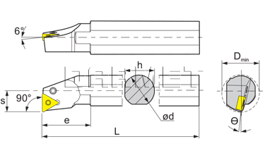 Folding turning tool for external turning: PTFNR