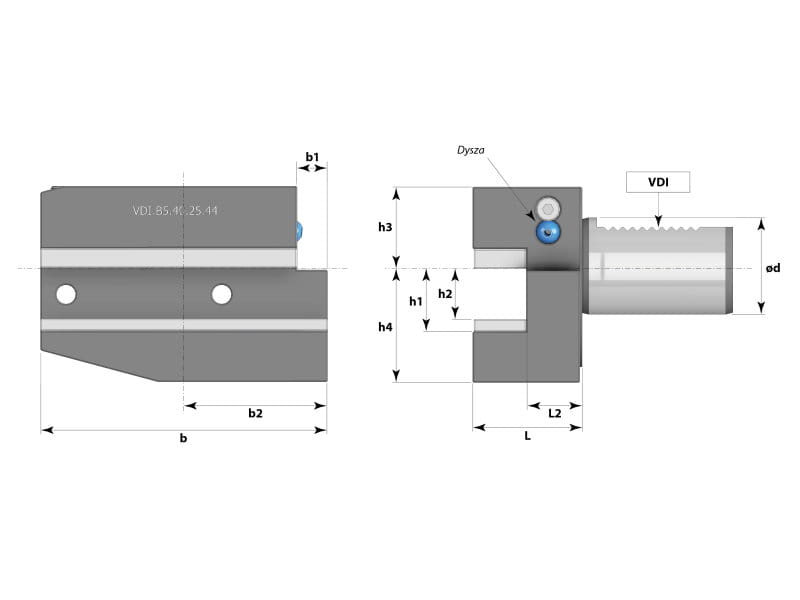 Right Rectangular Transverse Holder Technical Drawing